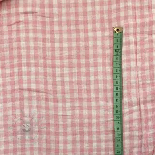 Dubbelgaas/mousseline Double sided CHECKS MINI old rose