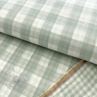 Dubbelgaas/mousseline Double sided CHECKS MINI nile