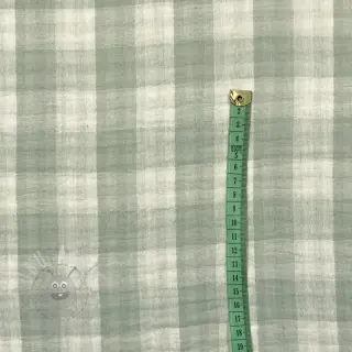 Dubbelgaas/mousseline Double sided CHECKS MINI nile