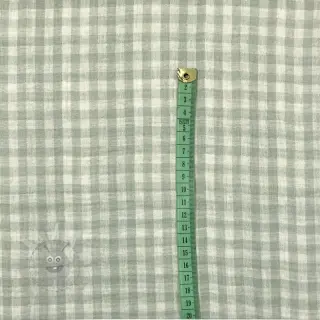 Dubbelgaas/mousseline Double sided CHECKS MINI nile