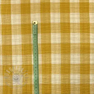Dubbelgaas/mousseline Double sided CHECKS MINI ochre