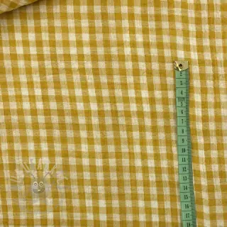 Dubbelgaas/mousseline Double sided CHECKS MINI ochre