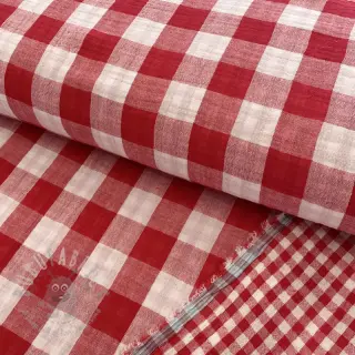 Dubbelgaas/mousseline Double sided CHECKS MINI red