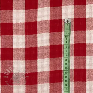 Dubbelgaas/mousseline Double sided CHECKS MINI red