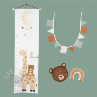 Decoratiestof Kids room deco PANEL linenlook digital print