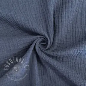 Dubbelgaas/mousseline jeans blue ORGANIC