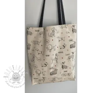 Decoratiestof Linenlook Sweet doggie friends
