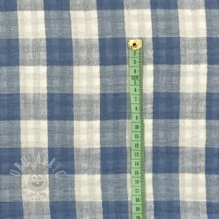 Dubbelgaas/mousseline Double sided CHECKS MINI indigo