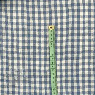 Dubbelgaas/mousseline Double sided CHECKS MINI indigo