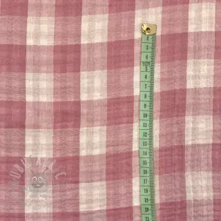 Dubbelgaas/mousseline Double sided CHECKS MINI mauve