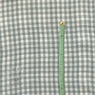 Dubbelgaas/mousseline Double sided CHECKS MINI green