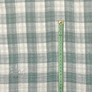 Dubbelgaas/mousseline Double sided CHECKS MINI green