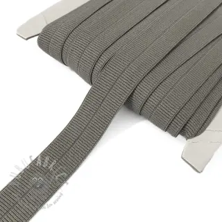 Omvouwelastiek mat 20 mm RIB dark taupe