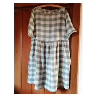 Dvojitá gázovina/mušelín Double sided CHECKS MINI green