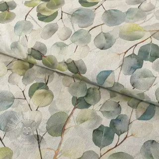 Decoratiestof Linenlook Eucalyptus boho leaf digital print