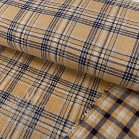 Dubbelgaas/mousseline Double sided CHECKS multicolour brown