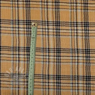 Dubbelgaas/mousseline Double sided CHECKS multicolour brown
