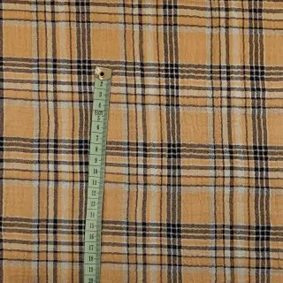 Dvojitá gázovina/mušelín Double sided CHECKS multicolour brown