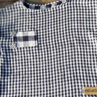 Dubbelgaas/mousseline Double sided CHECKS MINI black