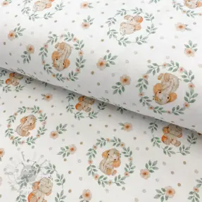 Tricot Baby elephant white digital print 2e keus