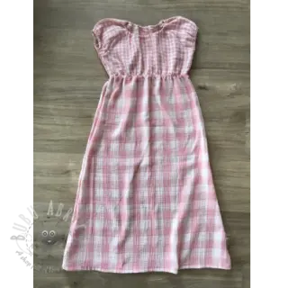 Dubbelgaas/mousseline Double sided CHECKS MINI old rose