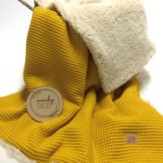 Katoen met wafelbinding ochre