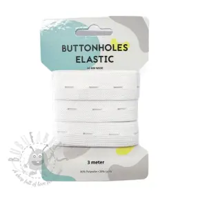 Plat elastiek met gaatjes 18 mm white 3 m