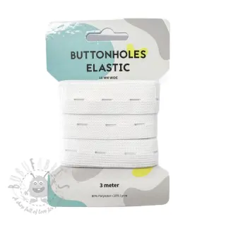 Plat elastiek met gaatjes 18 mm white 3 m