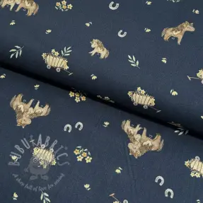 Katoenen stof Ponny navy digital print