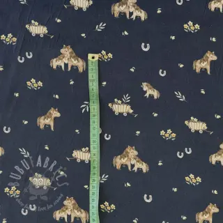 Katoenen stof Ponny navy digital print
