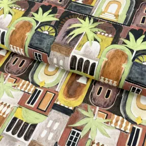 Dekoračná látka Tropical cottages brique digital print