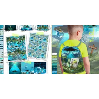 Decoratiestof KIDS BACKPACK Alien my friend PANEL
