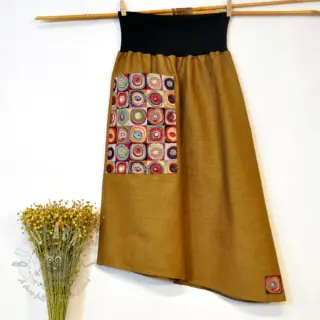 Voorgewassen linnen mustard
