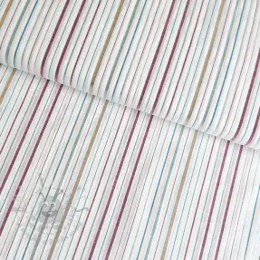 Katoenen stof LUREX stripes white