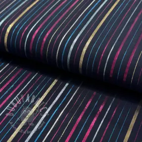 Katoenen stof LUREX stripes navy