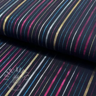 Katoenen stof LUREX stripes navy