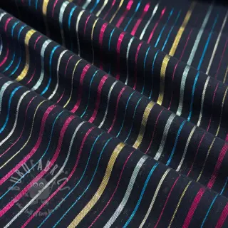 Katoenen stof LUREX stripes navy
