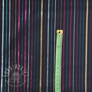 Katoenen stof LUREX stripes navy