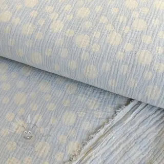 Dubbelgaas/mousseline JACQUARD Dots light blue