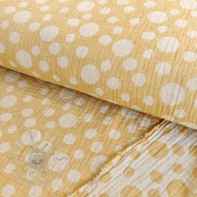 Dubbelgaas/mousseline JACQUARD Dots dark yellow