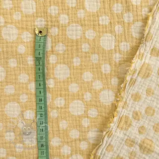 Dubbelgaas/mousseline JACQUARD Dots dark yellow