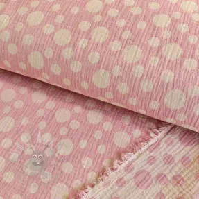 Dubbelgaas/mousseline JACQUARD Dots pink
