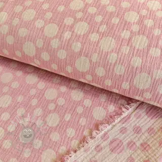 Dubbelgaas/mousseline JACQUARD Dots pink