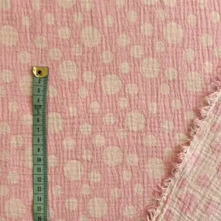 Dvojitá gázovina/mušelín JACQUARD Dots pink