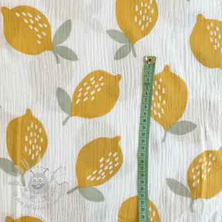 Dubbelgaas/mousseline Lemons white
