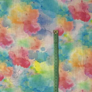 Linnen met katoen Abstract flowers RAMIE blue digital print