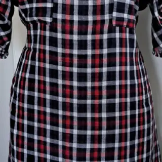 Dubbelgaas/mousseline Double sided Checks navy