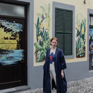 Katoenen popeline navy