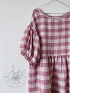 Dubbelgaas/mousseline Double sided CHECKS MINI mauve