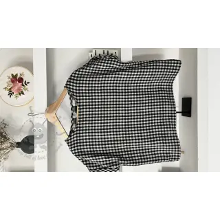Dubbelgaas/mousseline Double sided CHECKS MINI black